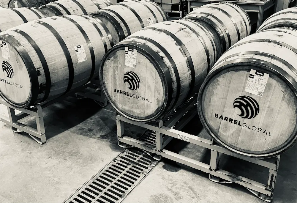 Picture showing barrels on a rack